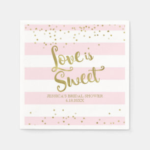 Imitats Gold Foil Rosa Streifen Liebe ist Sweet Sh Serviette