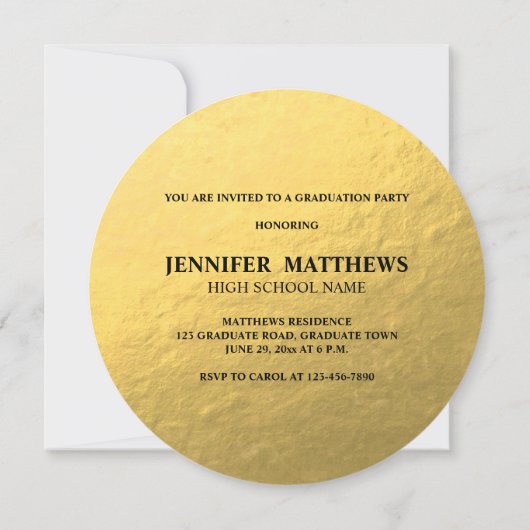 Imitats Gold Foil Script 2016 Graduation Party Einladung (Rückseite)
