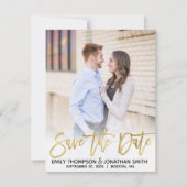 Imitats Gold Foil Script Foto Save the Date Card (Vorderseite)