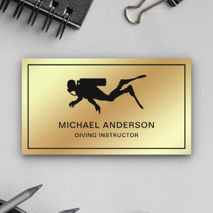 Imitats Gold Foil Scuba Diving Instructor Visitenkarte
