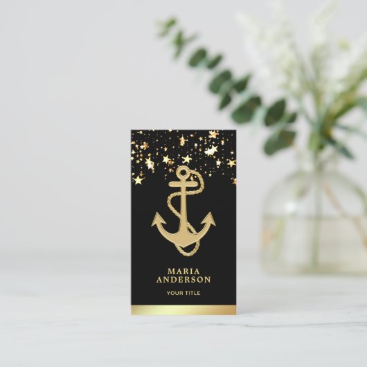 Imitats Gold Foil Stars Confetti Anker Visitenkarte (Stehend Vorderseite)