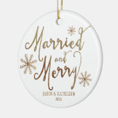 Imitats Gold Foil VERHEIRATET UND MERRY | Urlaub 2 Keramikornament (Links)