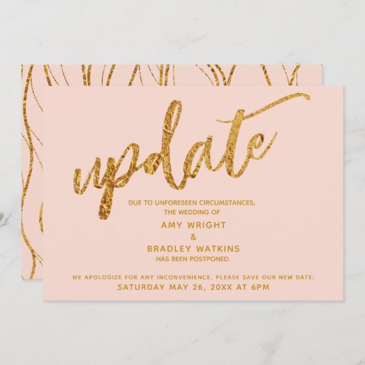 Imitats Gold Foil Waves Zurückgestellt Hochzeitsbl Einladung (Vorne/Hinten)