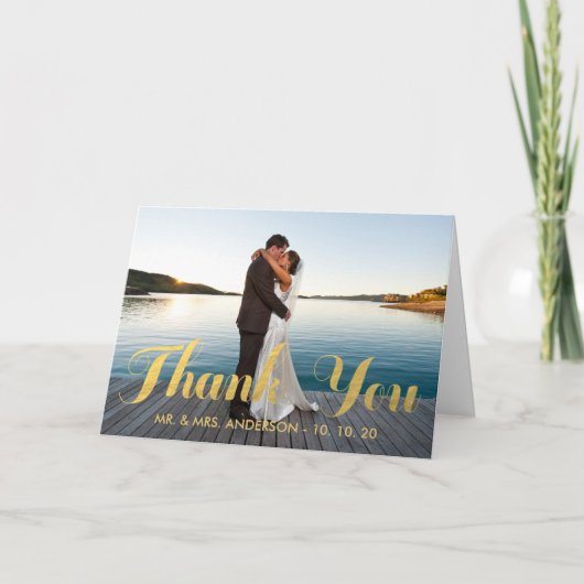 IMITATS GOLD FOIL | WEDD FOTO DANKEN SIE KARTE (Vorderseite)