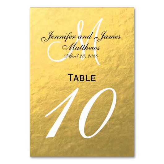 Imitats Gold Foil Wedding Tischnummer Card (Vorderseite)