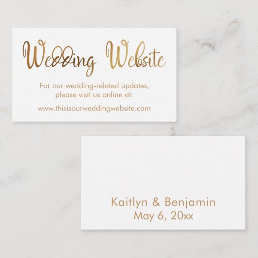 Imitats Gold Foil, Wedding Website Insert Card (Vorne/Hinten)