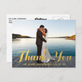 IMITATS GOLD FOIL WEDING FOTO DANK IHNEN POSTCARD POSTKARTE (Vorne/Hinten)