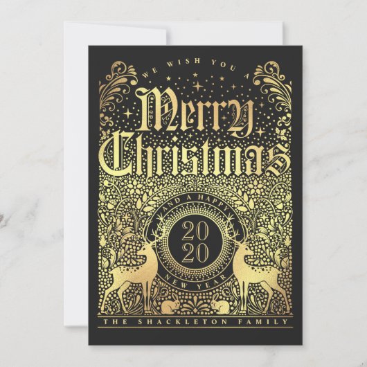 Imitats Gold Foil Weihnachtskarten - Happy New Yea Einladung (Vorderseite)