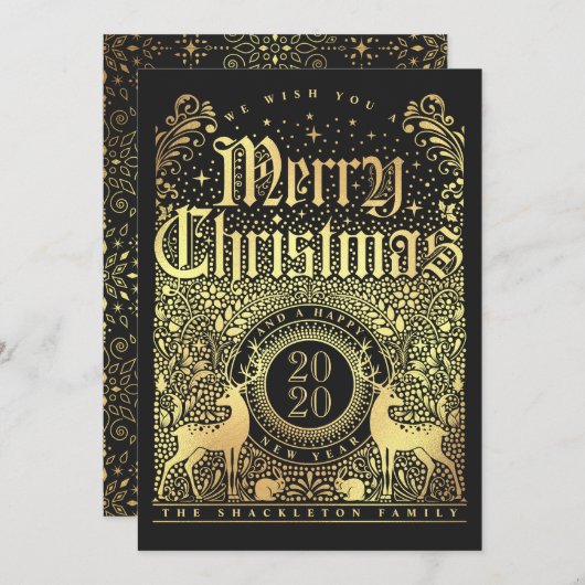 Imitats Gold Foil Weihnachtskarten - Happy New Yea Einladung (Vorne/Hinten)