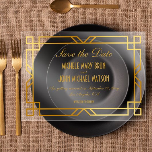 Imitats Gold Frame Klasse Save the Date elegant Acryleinladungen