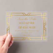 Imitats Gold Frame Klasse Save the Date elegant Acryleinladungen (Insitu (Handheld))