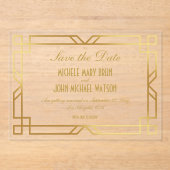 Imitats Gold Frame Klasse Save the Date elegant Acryleinladungen (Vorderseite)