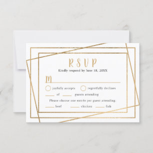 Imitats Gold Geometric Frame Wedding RSVP + Eintri Karte