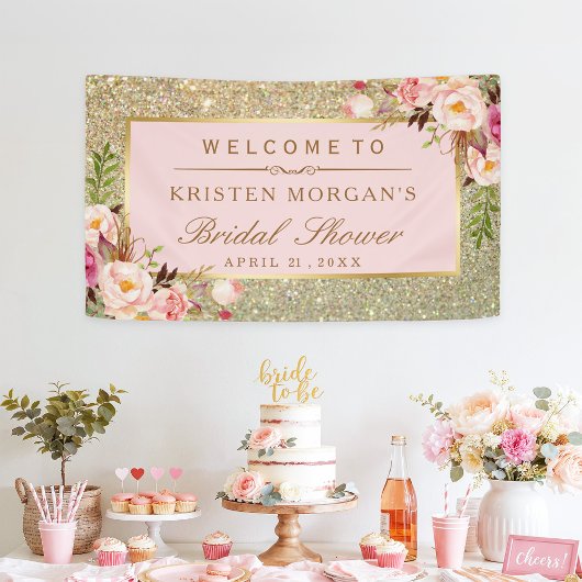Imitats Gold Glitzer Blush Pink Brautparty Banner