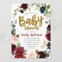 Imitats Gold Glitzer Bordeaux Blumendusche