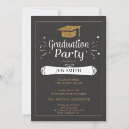 Imitats Gold Glitzer Cap Graduation Party Einladun Einladung
