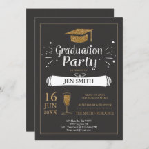 Imitats Gold Glitzer Cap Graduation Party Einladun