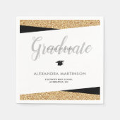 Imitats Gold Glitzer Class of 2025 Abschluss Serviette (Vorderseite)