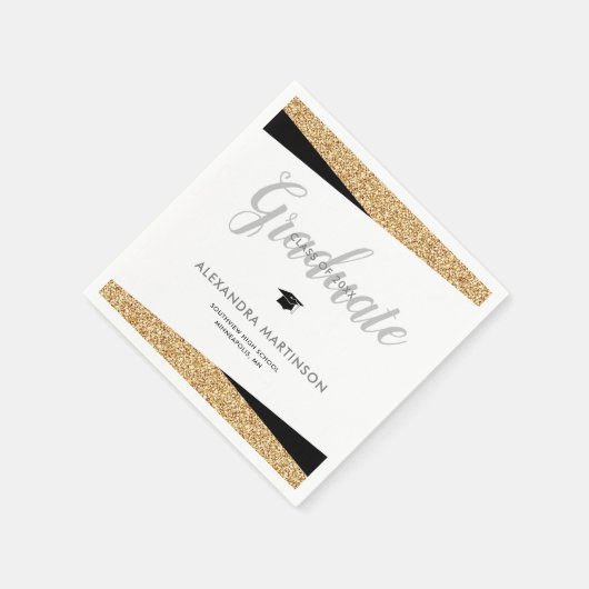 Imitats Gold Glitzer Class of 2025 Abschluss Serviette (Ecke)