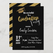 Imitats Gold Glitzer Class of 2025 Graduation Part Einladung (Vorne/Hinten)