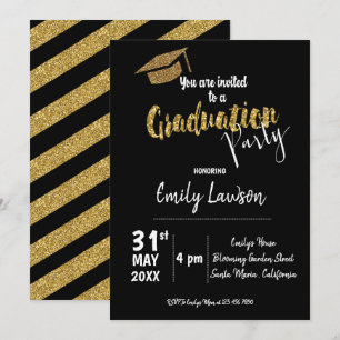 Imitats Gold Glitzer Class of 2025 Graduation Part Einladung