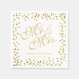 Imitats Gold Glitzer Elegant Mr. and Mrs. Wedding Serviette