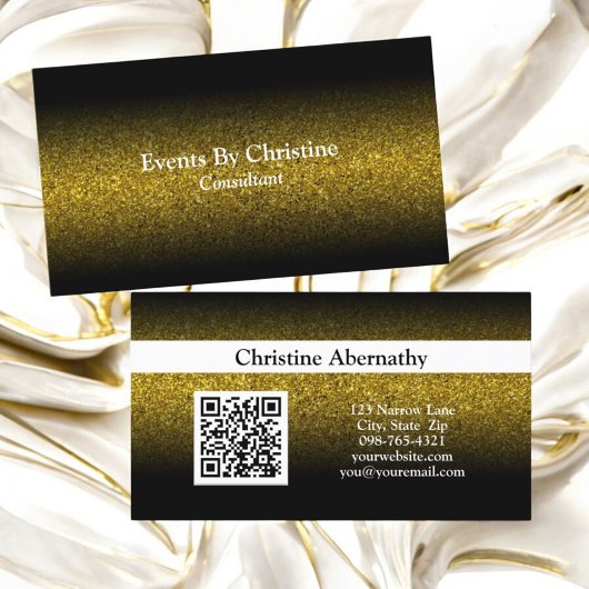 Imitats Gold Glitzer Ombre QR Beruflich Visitenkarte