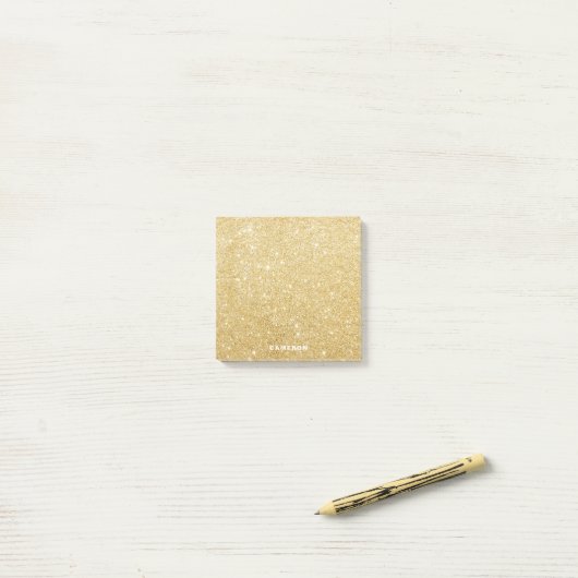 Imitats Gold Glitzer Personalisiert Post-it-Notize Post-it Klebezettel (Auf Schreibtisch)