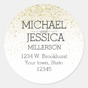 Imitats Gold Glitzer Personalisierter Name und Ans Runder Aufkleber