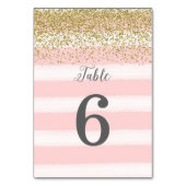 Imitats Gold Glitzer Pink Wedding Tischnummer Card (Rückseite)
