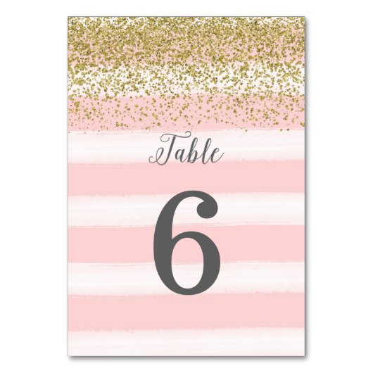 Imitats Gold Glitzer Pink Wedding Tischnummer Card (Vorderseite)