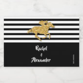 Imitats Gold Glitzer Racehorn auf der schwarzen St Alkoholflaschenetikett (Einzelnes Label)