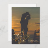 Imitats Gold Glitzer Save the Date Foto Postkarte (Vorne/Hinten)