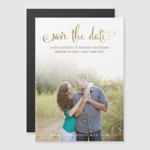Imitats Gold Glitzer Script Save the Date Magneteinladung