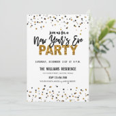 Imitats Gold Glitzer Silvester Party Einladung (Stehend Vorderseite)