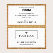 Imitats Gold Glitzer Social Media Logo und Foto Visitenkarten (Außenseite Aufgefaltet)