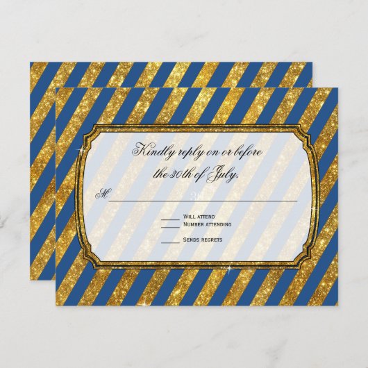 Imitats Gold Glitzer Ticket Strichen UAWG Response RSVP Karte (Vorne/Hinten)