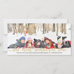 Imitats Gold Glitzer Typografie Holiday Foto Card Feiertagskarte