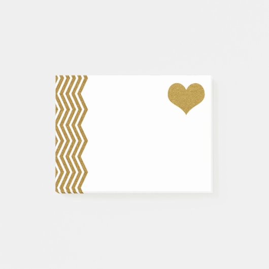 IMITATS Gold Glitzer Zigzag and Heart (gedruckt in Post-it Klebezettel (Vorderseite)
