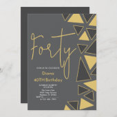 Imitats Gold & Gray Einladung zum Geburtstag (Vorne/Hinten)