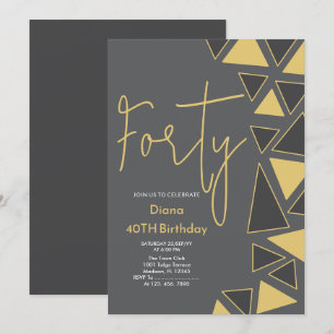 Imitats Gold & Gray Einladung zum Geburtstag