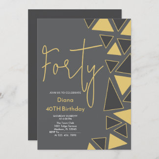 Imitats Gold & Gray Einladung zum Geburtstag