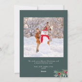 Imitats Gold Green Frohe Weihnachtsfotokarte Feiertagskarte (Rückseite)