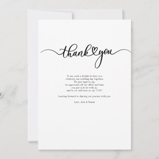 Imitats Gold handgeschriebene Hochzeit Dankeskarte (Rückseite)