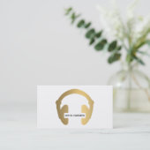 Imitats Gold Headphone DJ Business Card Visitenkarte (Stehend Vorderseite)