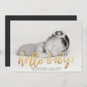Imitats Gold Hello Baby! Foto Birth Ankündigung (Vorne/Hinten)