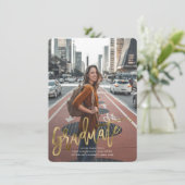 Imitats Gold, High School, Moderne, Abschluss Card Einladung (Stehend Vorderseite)