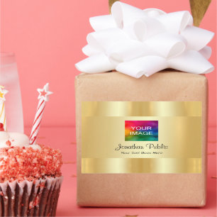 Imitats Gold Hochladen Ihres Foto- oder Firmenlogo Rechteckiger Aufkleber