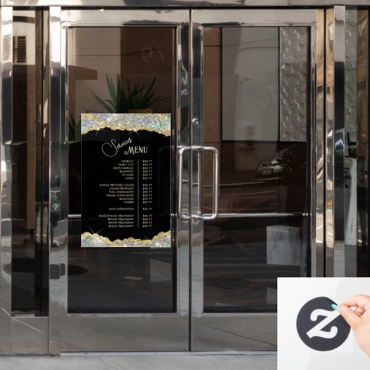Imitats Gold Iridescent Glitzer Services Menü Fensteraufkleber (Büro Tür)