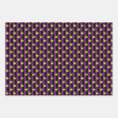 Imitats Gold Kronen Lila Schwarzer Streifen Mardi  Geschenkpapier Set (Vorderseite 3)